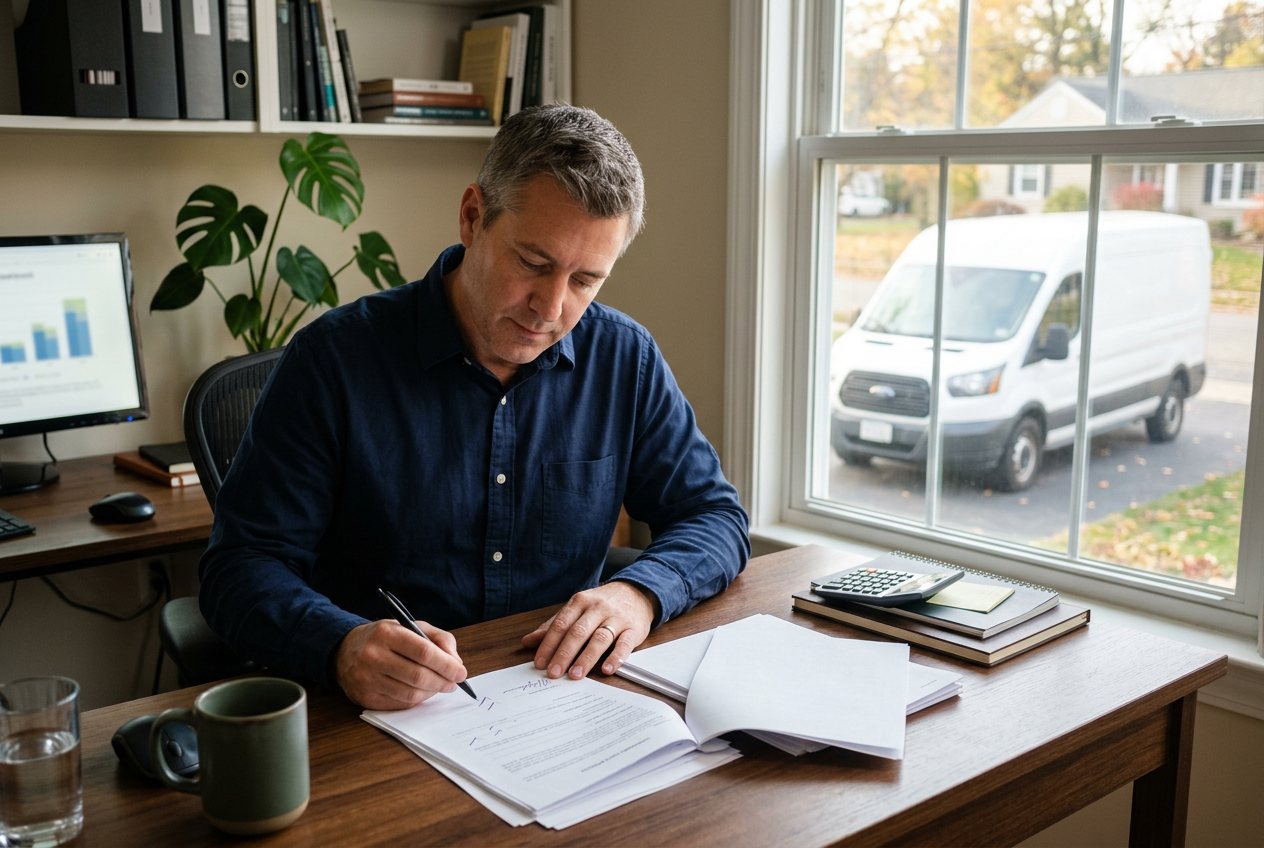 Reviewing insurance paperwork to understand what fleet insurance covers