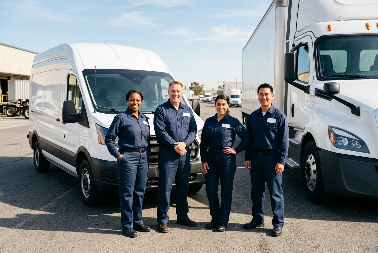 Transportation business drivers and team growing their fleet